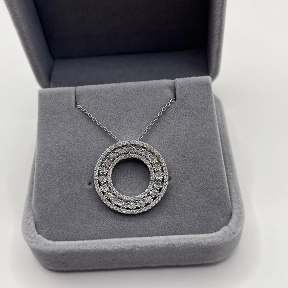 1.00 CT Lab Diamond Round Silver Necklace - Picture 7 of 10